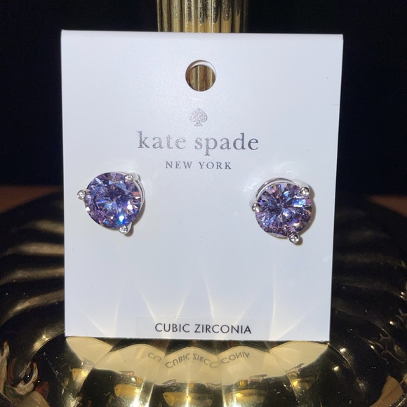 Kate Spade Light Amethyst Earrings and Dust Bag NWT - Picture 4 of 6
